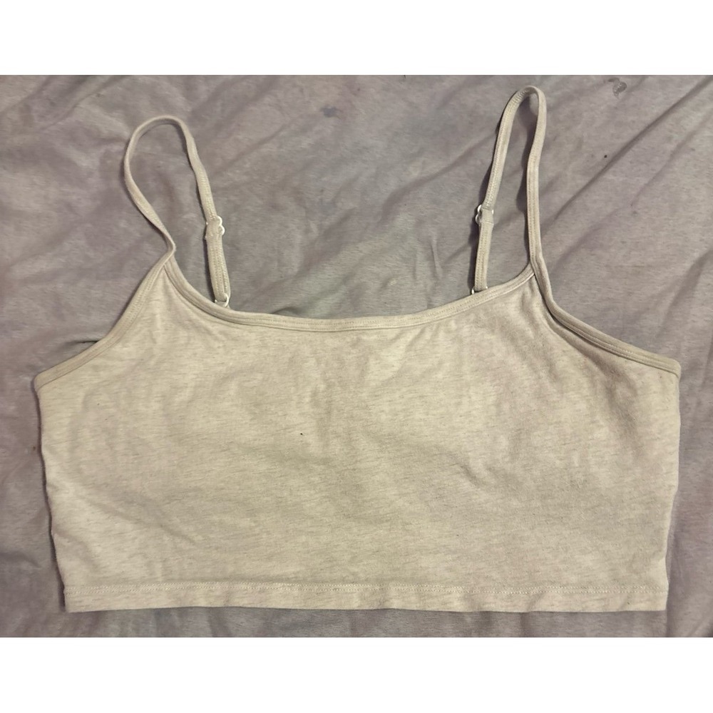 Aerie Oatmeal Ribbed Lined Bandeau Comfortโ Bralette, Medium